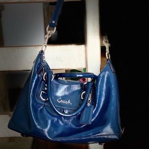 Coach Ashley Patent Satchel and Wallet in Cobalt